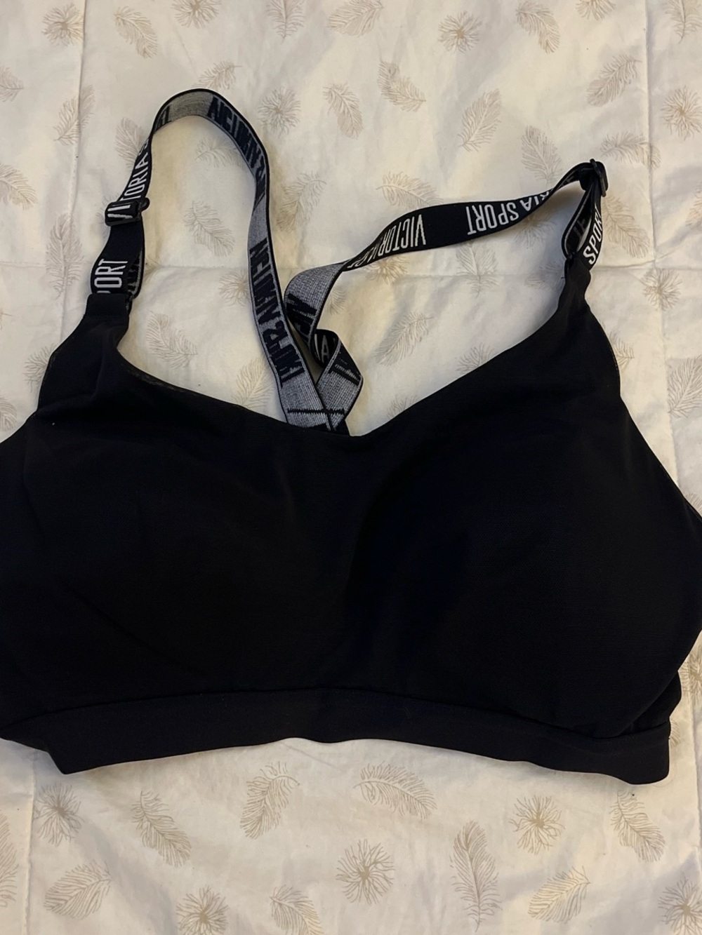 Victoria's Secret Black Wireless Sports Bralette with Branded Straps